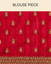 Fiesta Red Saree with Fern Embroidered Border image number 5